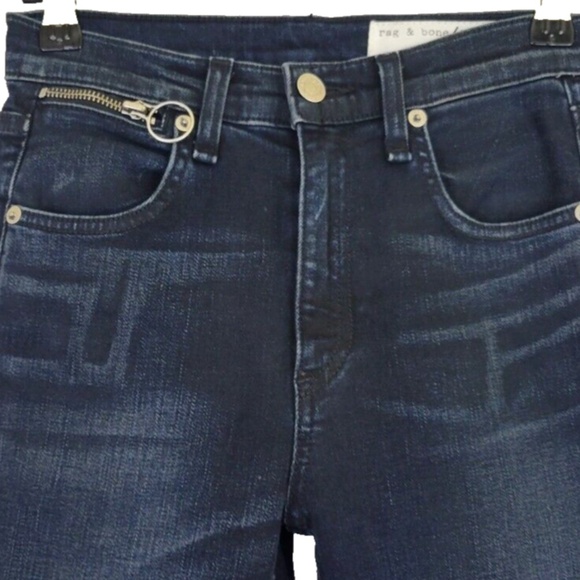 Rag & Bone O Ring Dive Capri High Rise Skinny Crop in Black Brook - Size 30 MINT - Picture 7 of 13